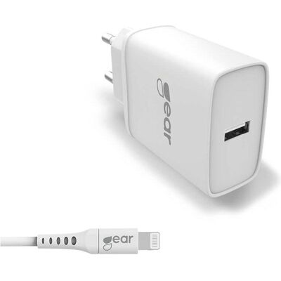Chargeur GEAR C89 - 220V, USB 2.4A, Lightning 1m - Publicité Chargeur GEAR C89 - 220V, USB 2.4A, Lightning 1m - Publicité