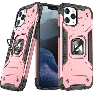 Coque hybride rose pour iPhone 13 avec anneau et support - Publicité Coque hybride rose pour iPhone 13 avec anneau et support - Publicité