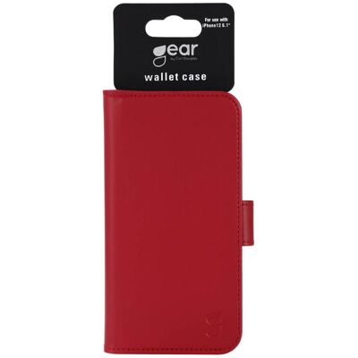 Coque Portefeuille en Cuir Gear pour iPhone 12 / 12 Pro - Rouge - Publicité Coque Portefeuille en Cuir Gear pour iPhone 12 / 12 Pro - Rouge - Publicité