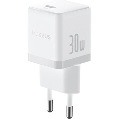 Baseus - Wall Charger Palm (P10111605213-00) - Chargeur rapide, Type-C, PD 30W, 5V/3A- Moon White (30 W, 1 portion), Chargeur USB, Blanc - Publicité Baseus - Wall Charger Palm (P10111605213-00) - Chargeur rapide, Type-C, PD 30W, 5V/3A- Moon White (30 W, 1 portion), Chargeur USB, Blanc - Publicité