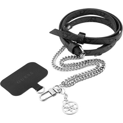 Sangle pour téléphone Guess 4G Noire - Accessoire universel - Publicité Sangle pour téléphone Guess 4G Noire - Accessoire universel - Publicité