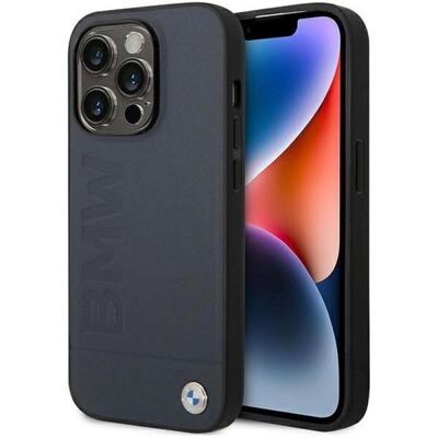 Coque en cuir Hot Stamp MagSafe pour iPhone 14 Pro Max - Navy - Publicité Coque en cuir Hot Stamp MagSafe pour iPhone 14 Pro Max - Navy - Publicité