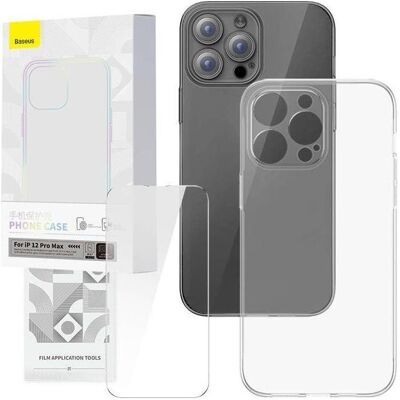 Set de coque transparente et verre trempé pour iPhone 12 Pro Max - Publicité Set de coque transparente et verre trempé pour iPhone 12 Pro Max - Publicité