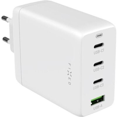 Chargeur GaN FIXED 100W - 3 USB-C + 1 USB-A - Blanc - Publicité Chargeur GaN FIXED 100W - 3 USB-C + 1 USB-A - Blanc - Publicité