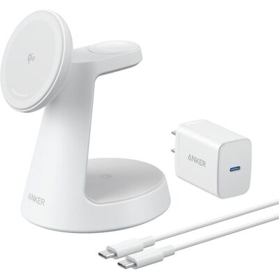 Anker MagGo Casque, Smartphone, Montre connectée Blanc Charge sans fil USB - Wireless Charging Station - Publicité Anker MagGo Casque, Smartphone, Montre connectée Blanc Charge sans fil USB - Wireless Charging Station - Publicité