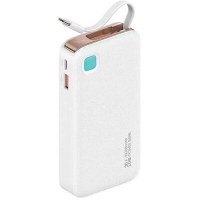 Powerbank Usams 10000mAh Blanc - Powerbank avec Câble USB-C Rétractable - Publicité Powerbank Usams 10000mAh Blanc - Powerbank avec Câble USB-C Rétractable - Publicité