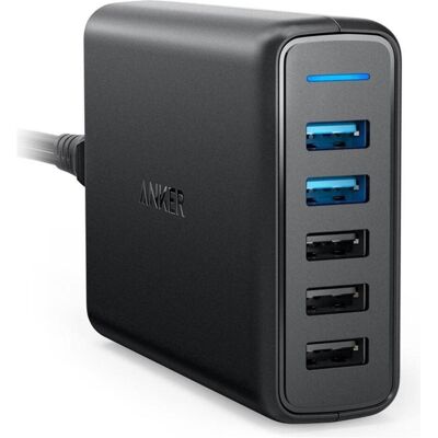 Chargeur USB Anker PowerPort Speed 5 - 63W, 5 Ports, Noir - Publicité Chargeur USB Anker PowerPort Speed 5 - 63W, 5 Ports, Noir - Publicité