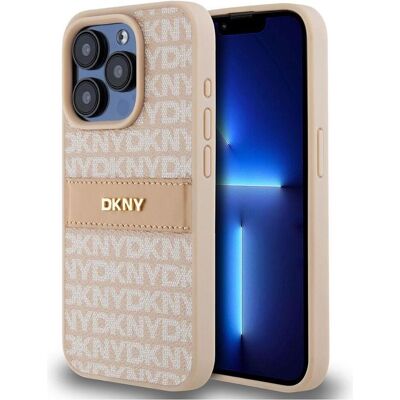 Coque Rose DKNY pour iPhone 14 Pro - Rayures Tonales, Logo - Publicité Coque Rose DKNY pour iPhone 14 Pro - Rayures Tonales, Logo - Publicité