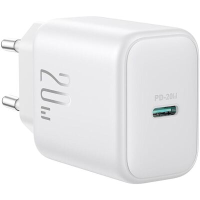 Chargeur réseau Joyroom JR-TCF20 USB-C PD 20W - blanc + câble USB-C / Lightning 1m - Publicité Chargeur réseau Joyroom JR-TCF20 USB-C PD 20W - blanc + câble USB-C / Lightning 1m - Publicité