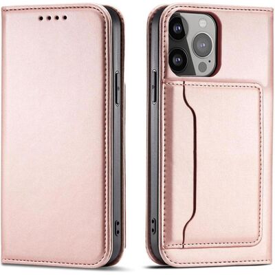 Etui Magnétique Hurtel pour iPhone 13 Pro Rose - Portefeuille & Support - Publicité Etui Magnétique Hurtel pour iPhone 13 Pro Rose - Portefeuille & Support - Publicité