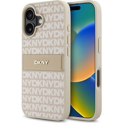 Étui DKNY pour iPhone 16 Plus Rose Motif Rayé en Cuir - Publicité Étui DKNY pour iPhone 16 Plus Rose Motif Rayé en Cuir - Publicité