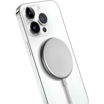 Chargeur sans fil en aluminium Crong MagSpot - Blanc Argent - Publicité Chargeur sans fil en aluminium Crong MagSpot - Blanc Argent - Publicité
