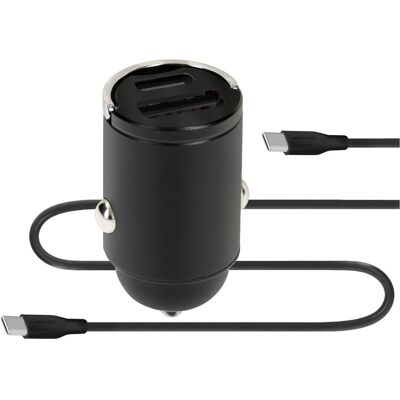 Mobiparts Car Charger Dual USB-C/USB-A with USB-C/USB-C Cable Black, Adaptateur pour véhicule, Noir - Publicité Mobiparts Car Charger Dual USB-C/USB-A with USB-C/USB-C Cable Black, Adaptateur pour véhicule, Noir - Publicité