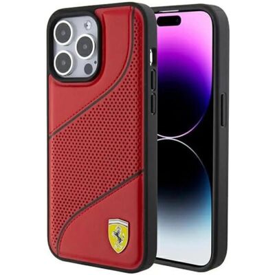 Coque Acer Ferrari iPhone 15 Pro Rouge Logo Métallique Ondes Perforées - Publicité Coque Acer Ferrari iPhone 15 Pro Rouge Logo Métallique Ondes Perforées - Publicité