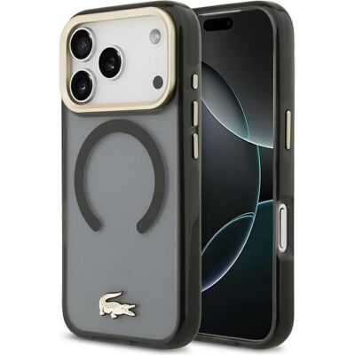 Lacoste Shockproof Transparent Frosted Gold Logo MagSafe Case for iPhone 17 Pro Black (Apple iPhone 17 Pro), Coque pour téléphone portable, Noir, Or - Publicité Lacoste Shockproof Transparent Frosted Gold Logo MagSafe Case for iPhone 17 Pro Black (Apple iPhone 17 Pro), Coque pour téléphone portable, Noir, Or - Publicité