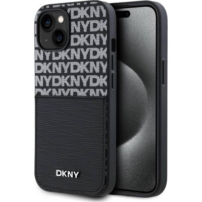 DKNY coque pour iPhone 15 noir avec porte-cartes - Publicité DKNY coque pour iPhone 15 noir avec porte-cartes - Publicité