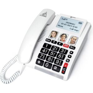 Geemarc CL9000 - Téléphone filaire d'urgence 4G avec bracelet d'appel d'urgence, Téléphone, Blanc - Publicité Geemarc CL9000 - Téléphone filaire d'urgence 4G avec bracelet d'appel d'urgence, Téléphone, Blanc - Publicité