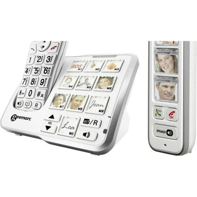 Geemarc Mobility Pack Photo Téléphone sans fil analogique Répondeur, touches photo, mains-libres, pour, Téléphone, Blanc - Publicité Geemarc Mobility Pack Photo Téléphone sans fil analogique Répondeur, touches photo, mains-libres, pour, Téléphone, Blanc - Publicité