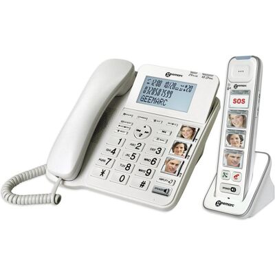 Geemarc AMPLIDECT COMBI-PHOTO 295 Téléphone filaire pour seniors Répondeur, touches avec photo Éclairé, Téléphone, Blanc - Publicité Geemarc AMPLIDECT COMBI-PHOTO 295 Téléphone filaire pour seniors Répondeur, touches avec photo Éclairé, Téléphone, Blanc - Publicité