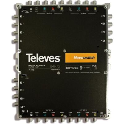 Televes Commutateur multiple 22,90cm (9") 12 moulages NEVO cascadable o.NT MS912C (MS912C) (Multi commutateur), Parabole : accessoires - Publicité Televes Commutateur multiple 22,90cm (9") 12 moulages NEVO cascadable o.NT MS912C (MS912C) (Multi commutateur), Parabole : accessoires - Publicité