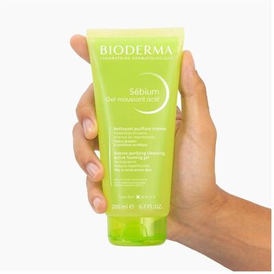 Bioderma - Sébium Gel Moussant Actif - 200 ml - Nettoyant visage - Publicité Bioderma - Sébium Gel Moussant Actif - 200 ml - Nettoyant visage - Publicité