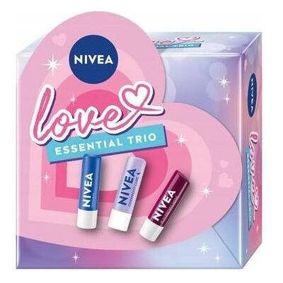 NIVEA, Soin pour les lèvres, Love Essential Trio Lip Balms Original Overnight Care Blackberry Shine 3x48g (Baume à lèvres, Stick de soin des lèvres, 48 g) - Publicité NIVEA, Soin pour les lèvres, Love Essential Trio Lip Balms Original Overnight Care Blackberry Shine 3x48g (Baume à lèvres, Stick de soin des lèvres, 48 g) - Publicité