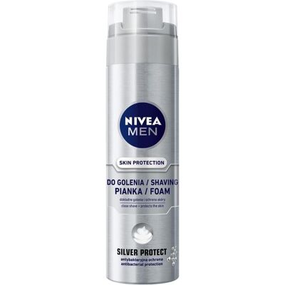NIVEA, Mousse + gel à raser, Men Skin Protection pianka do golenia Silver Protect 200ml (200 ml, Mousse à raser) - Publicité NIVEA, Mousse + gel à raser, Men Skin Protection pianka do golenia Silver Protect 200ml (200 ml, Mousse à raser) - Publicité