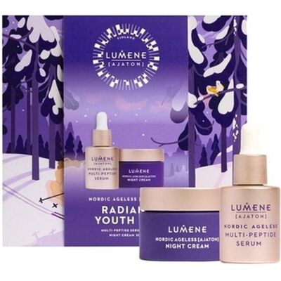 Lumene, Set cadeau beauté, Nordic Ageless Radiant Youth Gift Set Multipeptide Serum 30ml And Night Cream 50ml (Kit de soins du visage) - Publicité Lumene, Set cadeau beauté, Nordic Ageless Radiant Youth Gift Set Multipeptide Serum 30ml And Night Cream 50ml (Kit de soins du visage) - Publicité