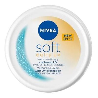 NIVEA, Crème visage, Soft Daily Uv Moisturizing Cream With Uv Protection For Face, Body, And Hands Spf15 100ml (100 ml, Crème de jour, SPF 15) - Publicité NIVEA, Crème visage, Soft Daily Uv Moisturizing Cream With Uv Protection For Face, Body, And Hands Spf15 100ml (100 ml, Crème de jour, SPF 15) - Publicité