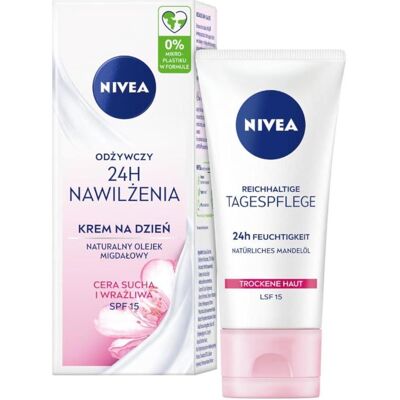 NIVEA, Sérum visage, NIVEA Odżywczy krem na dzień 24H nawilżenia cera sucha i wrażliwa SPF15 50ml (50 ml) - Publicité NIVEA, Sérum visage, NIVEA Odżywczy krem na dzień 24H nawilżenia cera sucha i wrażliwa SPF15 50ml (50 ml) - Publicité