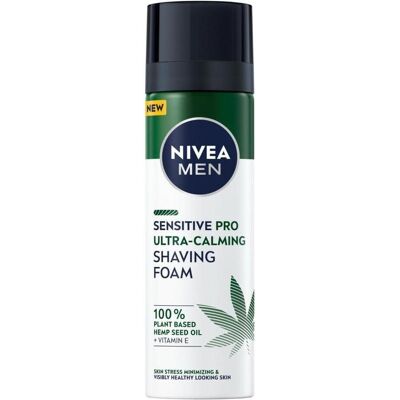 NIVEA, Mousse + gel à raser, Men Sensitive Pro Ultra-Calming Shaving Foam mousse à raser à l'huile de graines de hemp (200 ml, Mousse à raser) - Publicité NIVEA, Mousse + gel à raser, Men Sensitive Pro Ultra-Calming Shaving Foam mousse à raser à l'huile de graines de hemp (200 ml, Mousse à raser) - Publicité