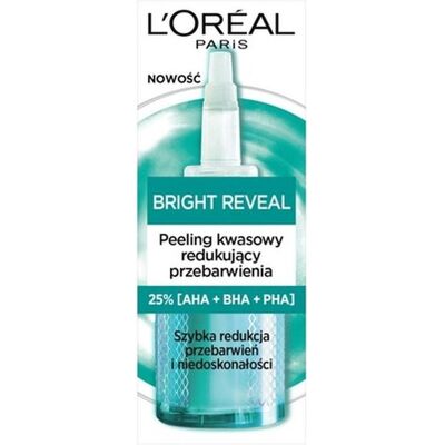 L'Oreal Paris Bright Reveal Acid Peeling Reducing Discoloration - Peeling visage - Publicité L'Oreal Paris Bright Reveal Acid Peeling Reducing Discoloration - Peeling visage - Publicité
