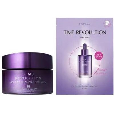 Missha, Set cadeau beauté, Time Revolution Night Repair Cream & Mask Duo-Set, Geschenkset (Kit de soins du visage) - Publicité Missha, Set cadeau beauté, Time Revolution Night Repair Cream & Mask Duo-Set, Geschenkset (Kit de soins du visage) - Publicité
