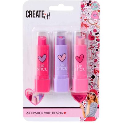 Create It! Coffret de 3 rouges à lèvres en forme de cœur - Publicité Create It! Coffret de 3 rouges à lèvres en forme de cœur - Publicité