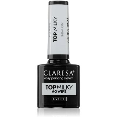 Claresa Top Milky Sans Nettoyage - Top coat gel hybride laiteux 5 g - Publicité Claresa Top Milky Sans Nettoyage - Top coat gel hybride laiteux 5 g - Publicité