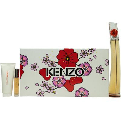 Kenzo Set cadeau beauté, Flower by L'Absolue Gift Set 100ml EDP + 10ml EDP + 75ml Body Lotion (Coffret de parfum) - Publicité Kenzo Set cadeau beauté, Flower by L'Absolue Gift Set 100ml EDP + 10ml EDP + 75ml Body Lotion (Coffret de parfum) - Publicité
