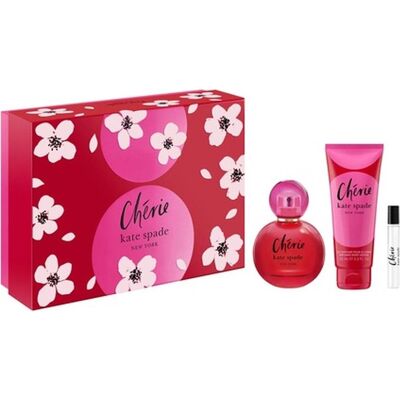 Kate Spade, Set cadeau beauté, Cherie Eau De Parfum 100ml + Eau De Parfum 7.5ml + Body Lotion 100ml (Coffret de parfum) - Publicité Kate Spade, Set cadeau beauté, Cherie Eau De Parfum 100ml + Eau De Parfum 7.5ml + Body Lotion 100ml (Coffret de parfum) - Publicité