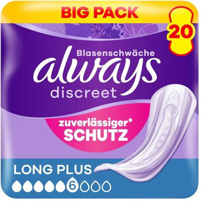 Always discreet Serviette pour fuites urinaires Plus Long - Lot de 2 Bleu - Publicité Always discreet Serviette pour fuites urinaires Plus Long - Lot de 2 Bleu - Publicité