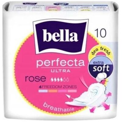Bella, Serviette, Perfecta Ultra Rose 10 Pieces - Pack of 10 (10x) - Publicité Bella, Serviette, Perfecta Ultra Rose 10 Pieces - Pack of 10 (10x) - Publicité
