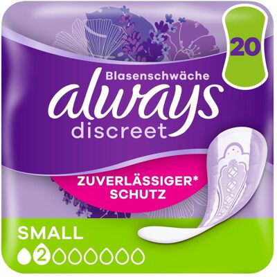 Always, Produits pour l'incontinence, Discreet (20x) - Publicité Always, Produits pour l'incontinence, Discreet (20x) - Publicité