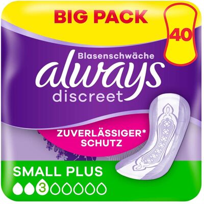 Always, Produits pour l'incontinence, Discreet (40x, Mini) - Publicité Always, Produits pour l'incontinence, Discreet (40x, Mini) - Publicité