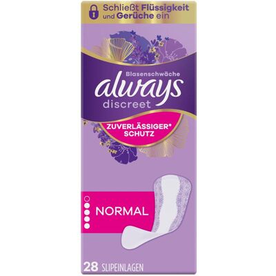 Always, Produits pour l'incontinence, Discreet (28x, Normal) - Publicité Always, Produits pour l'incontinence, Discreet (28x, Normal) - Publicité