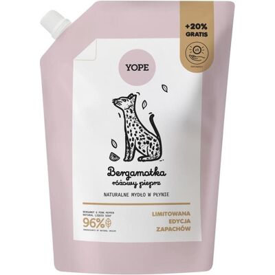 Yope, Savon pour les mains, Recharge de Savon Liquide Bergamote et Poivre Rose (600 ml) - Publicité Yope, Savon pour les mains, Recharge de Savon Liquide Bergamote et Poivre Rose (600 ml) - Publicité