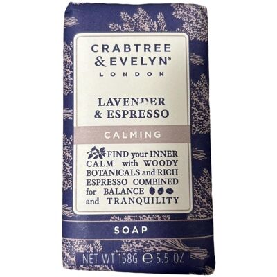 Savon Lavande & Espresso de Crabtree & Evelyn - Apaisant - 158g - Publicité Savon Lavande & Espresso de Crabtree & Evelyn - Apaisant - 158g - Publicité