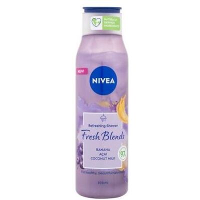 Gel Douche Nivea Fresh Blends Banane, Açaí et Lait de Coco - Type de Douche - Publicité Gel Douche Nivea Fresh Blends Banane, Açaí et Lait de Coco - Type de Douche - Publicité