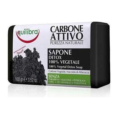Savon Détox au Charbon Végétal Equilibra - Visage & Corps 100g - Publicité Savon Détox au Charbon Végétal Equilibra - Visage & Corps 100g - Publicité