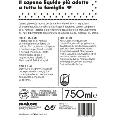 Yope, Savon pour les mains, Familove Natural Liquid Soap Blooming Bergamot 750ml (Savon liquide, 750 ml) - Publicité Yope, Savon pour les mains, Familove Natural Liquid Soap Blooming Bergamot 750ml (Savon liquide, 750 ml) - Publicité
