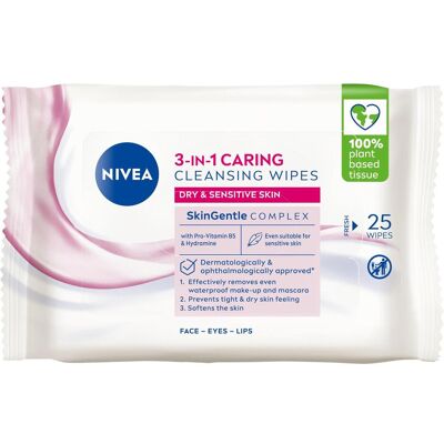 Lingettes nettoyantes visage NIVEA - Douces, 25 pièces, pour peau sèche - Publicité Lingettes nettoyantes visage NIVEA - Douces, 25 pièces, pour peau sèche - Publicité