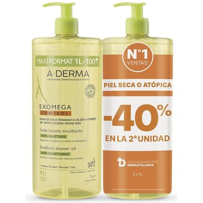 A-Derma, Gel douche, EXOMEGA CONTROL, huile de douche adoucissante, lot de 2 x 1 000 ml (1000 ml) - Publicité A-Derma, Gel douche, EXOMEGA CONTROL, huile de douche adoucissante, lot de 2 x 1 000 ml (1000 ml) - Publicité