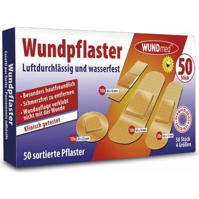 Wundmed, Pansements, Pansements adhésifs Megabox 50 pcs. en 4 tailles (50x) - Publicité Wundmed, Pansements, Pansements adhésifs Megabox 50 pcs. en 4 tailles (50x) - Publicité